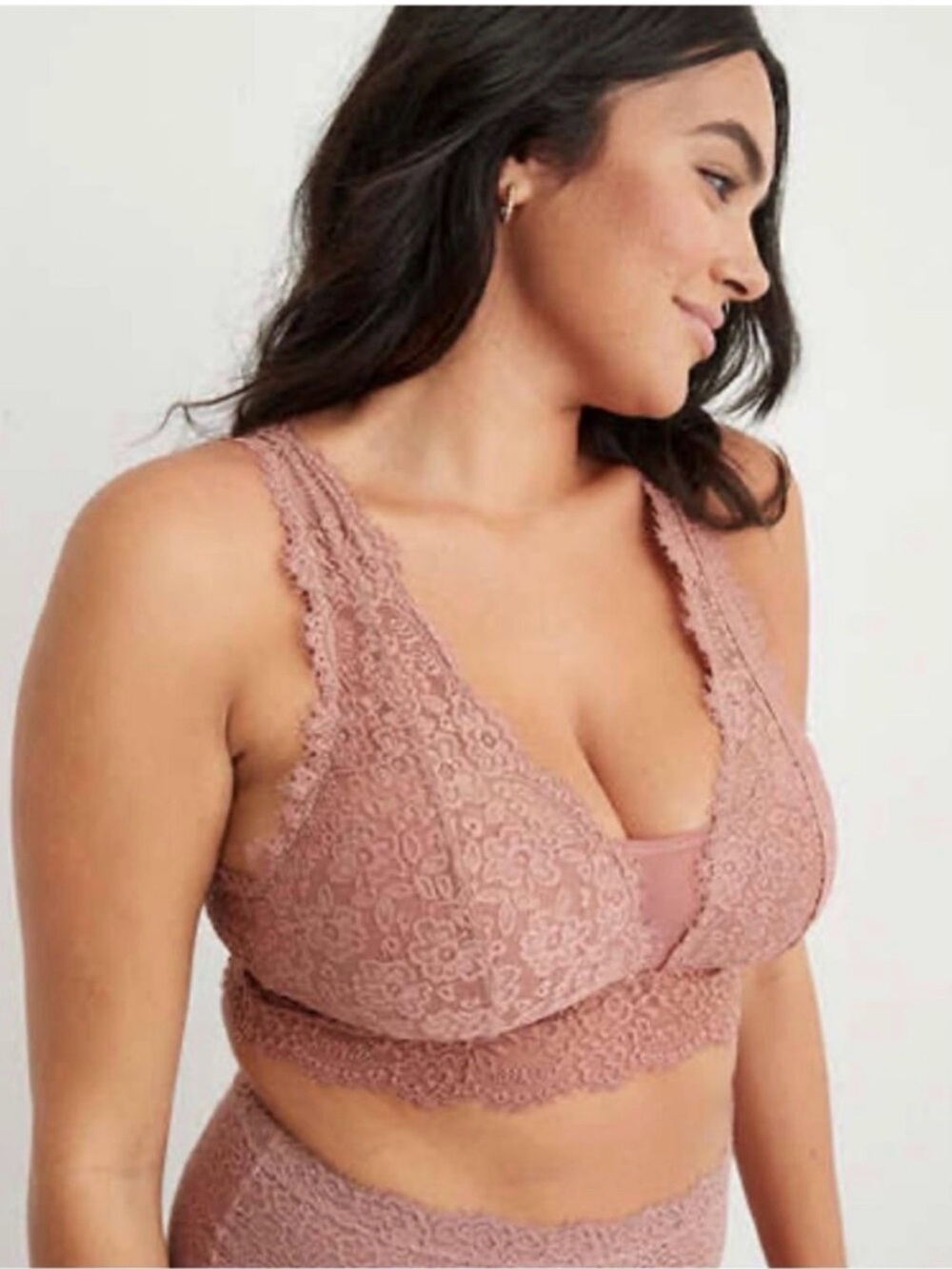 NWT Aerie 32C, 34A, 34B Eyelash Lace Plunge Bralette Racerback Adjustable Straps - Picture 13 of 13
